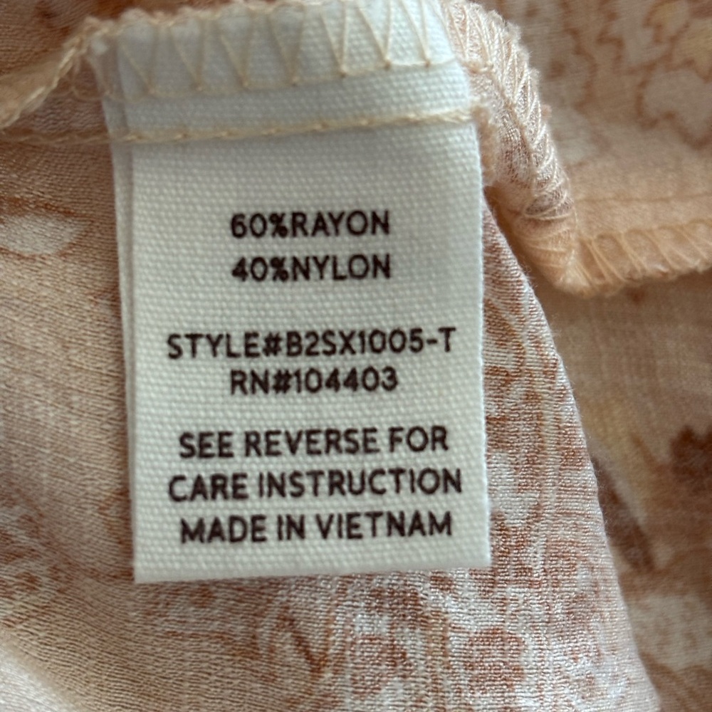 Moon River Beige Patterned Tie-Front Blouse - Picture 7 of 7